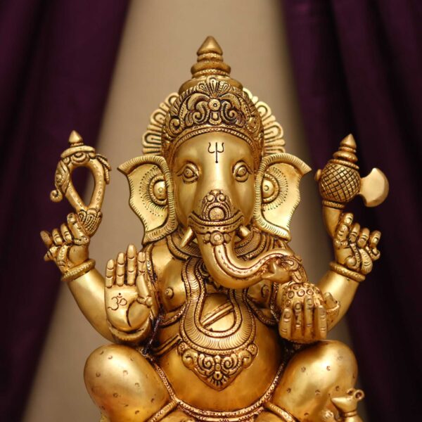 brass lord  ganesha idol height 14 inches