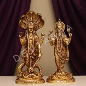 brass premium quality laxmi narayan idol with intricate details ( 17 inches )