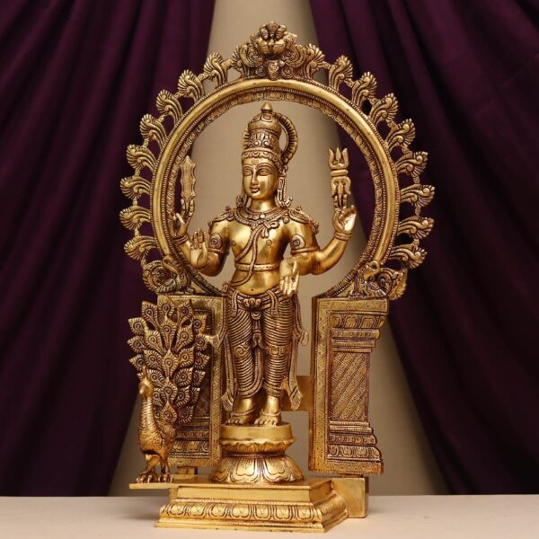 22-Inch Brass Lord Murugan/Kartikeya Idol