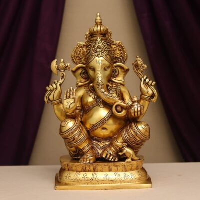brass lord  ganesha idol height 14 inches