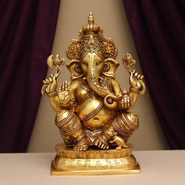 brass lord  ganesha idol height 14 inches