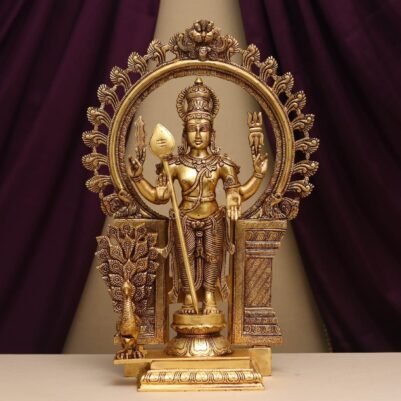 22-Inch Brass Lord Murugan/Kartikeya Idol
