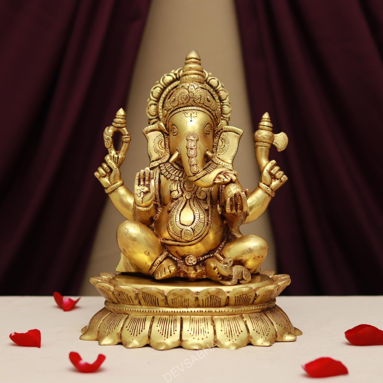 Brass Lord Ganesha Idol Height 11 Inches Devsabha 2138