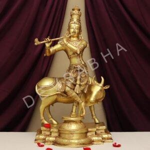 brass lord krishna idol