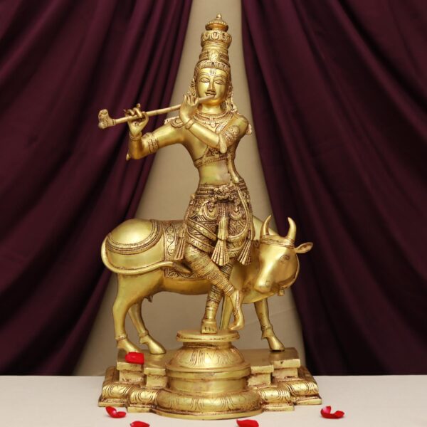 brass lord krishna idol