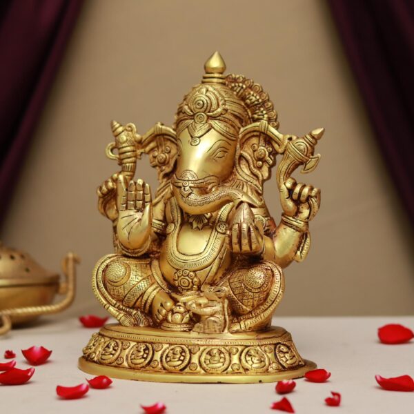 brass lord ganesha idol height 9.5 inches