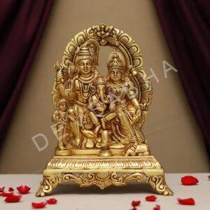 brass shiva family idol