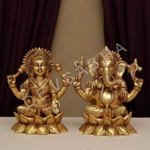 brass ganesh laxmi idol