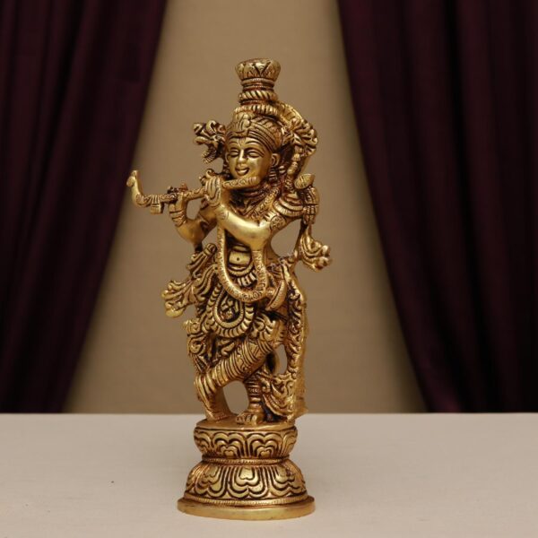 Brass lord krishna idol 9 inches