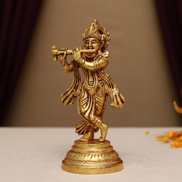 Brass lord krishna idol 7.2 inches