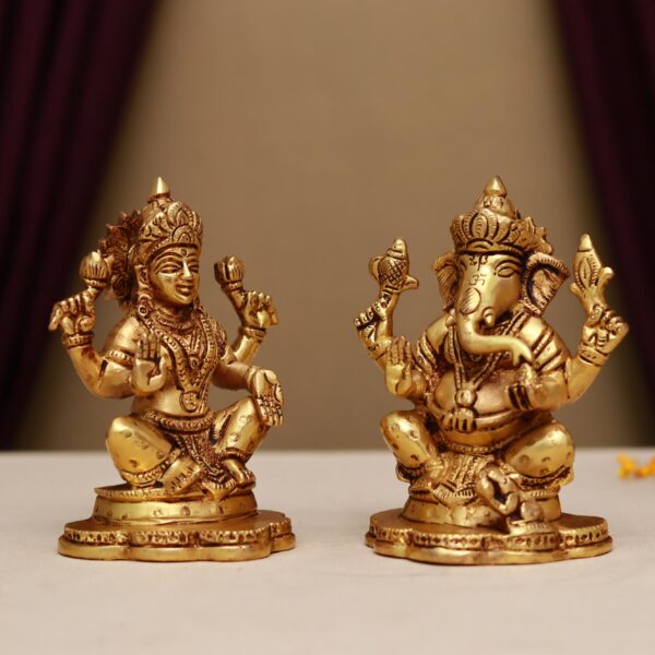 Laxmi ganesh brass murti height 5 inches