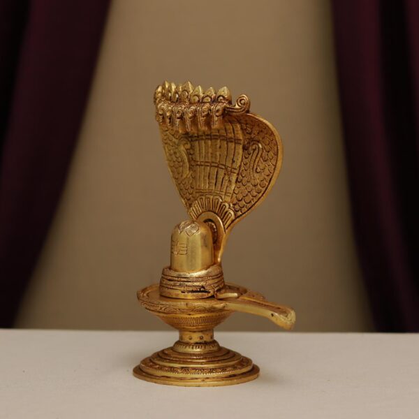 Brass shiv ling with saptamukhi snake height 8 inches