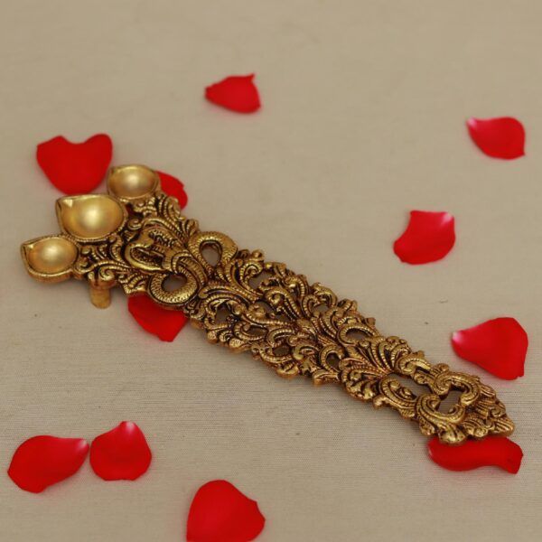 brass big snake design hawan diya / ghee spoon