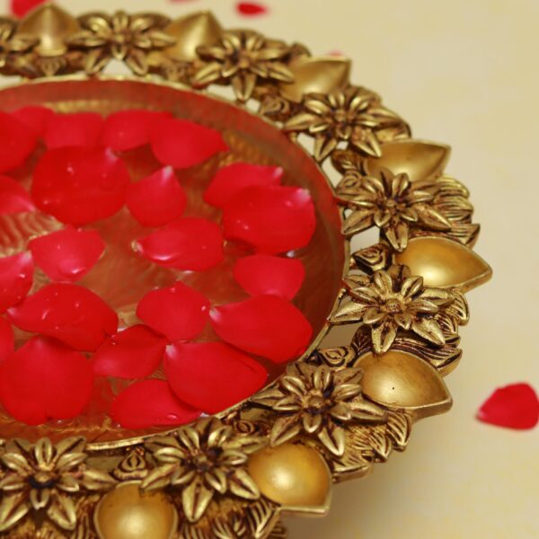 Brass 17 Deepak Urli / Decorative Bowl – 5 Inches – Traditional Handcrafted Brass Décor