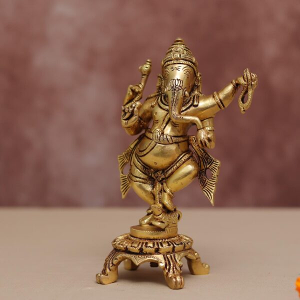 Brass dancing ganesh 7.7"