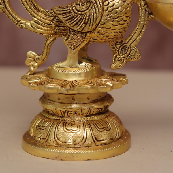Brass peacock diya height 11.5″