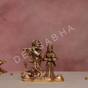 Small size Brass Radha Krishna Idol Height 4.4 Inches