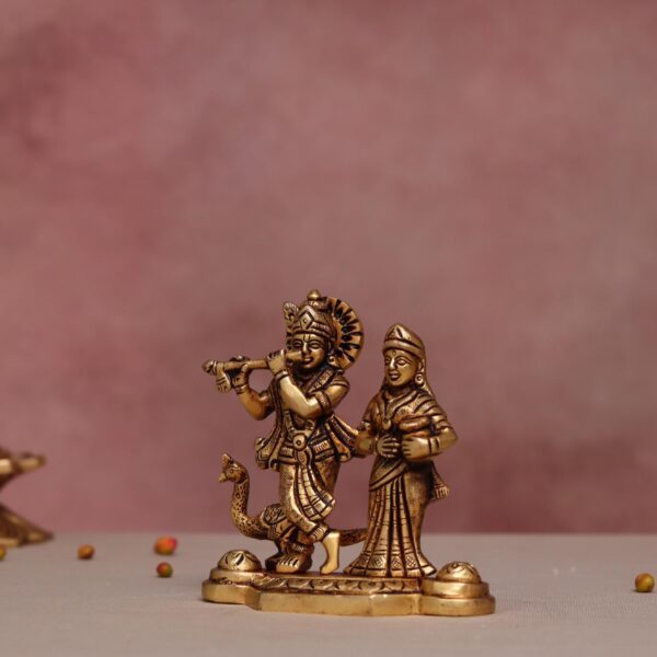 Small size Brass Radha Krishna Idol Height 4.4 Inches