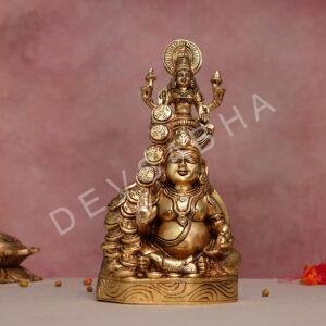 10.5-Inch Brass Kuber Lakshmi Idol
