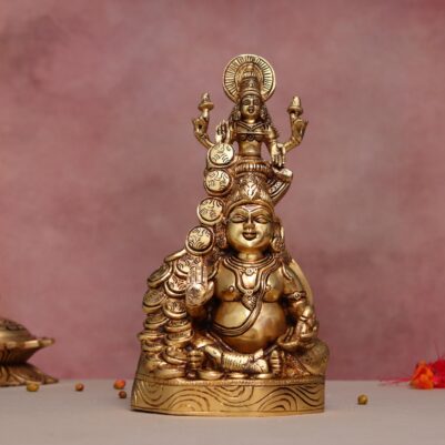 10.5-Inch Brass Kuber Lakshmi Idol