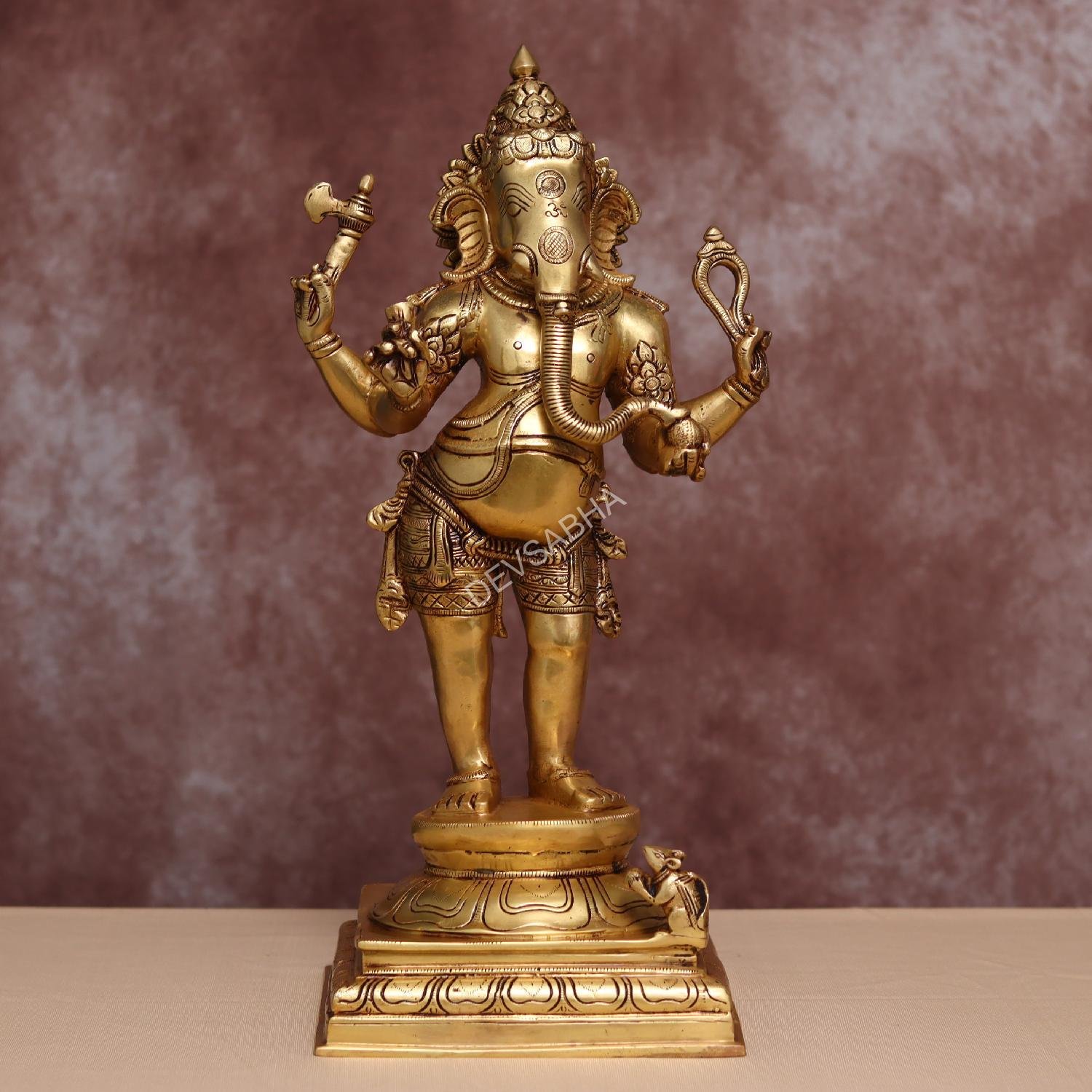 Buy This Brass Super Fine Standing Ganesh Idol 19 Inch Devsabha 4328