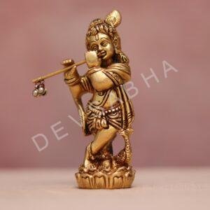 Super fine Brass krishna statue height 5.3 inches