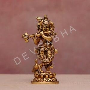 Super fine Brass krishna statue height 6 inches