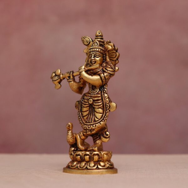 Super fine Brass krishna statue height 6 inches