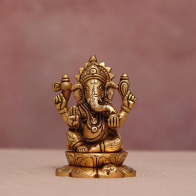 small size brass Ganesha murti height 5 inches