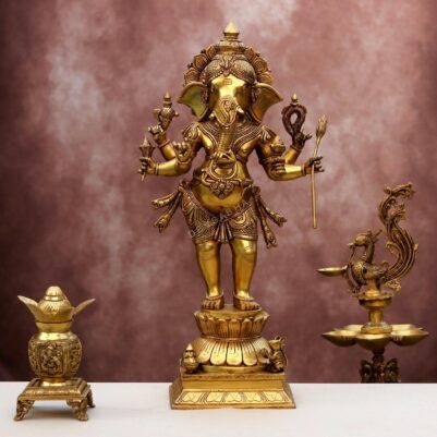 Brass super fine standing ganesh idol (26 inch)