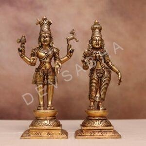 Brass shiva parvati statue height 11 inches,