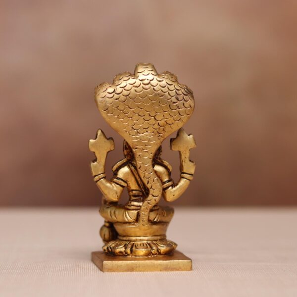 Brass lord Vishnu murti sitting on shesh nag ( 5 inches )