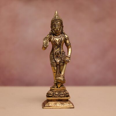 brass hanuman idol on standing position height 9.5 inches