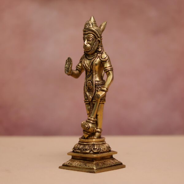 brass hanuman idol on standing position height 9.5 inches