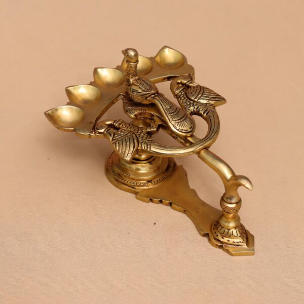 Brass  peacock diya height 5.5 inch