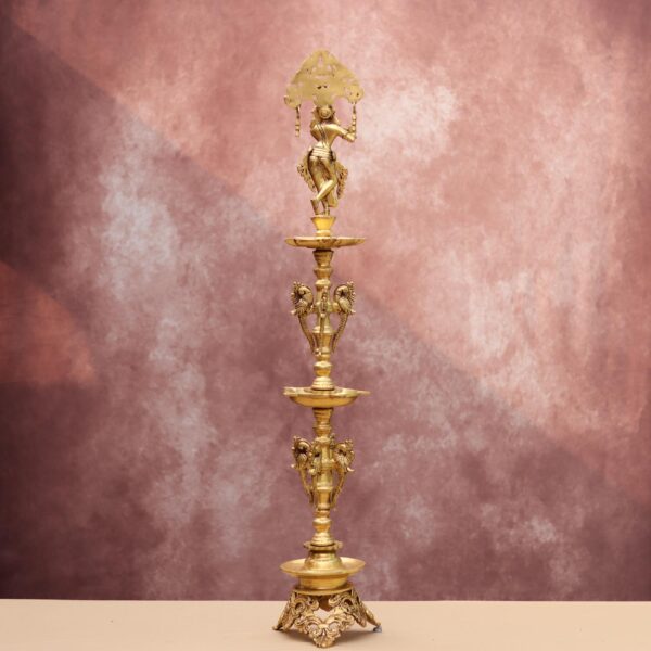 Brass tall krishna diya / lamp height 38 inches