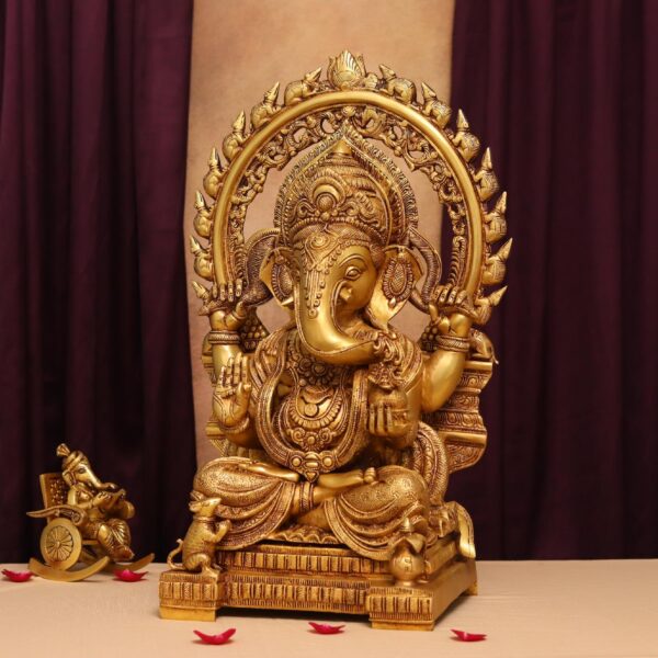 Large Brass Ganesh murti 21 Inches Height for Home Decor and Pooja