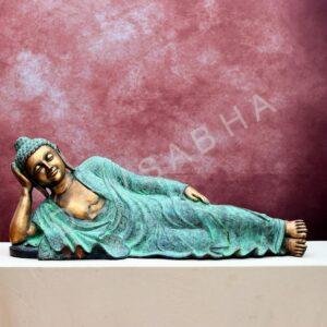 Large size reclining brass buddha statue Height 19 Inch
