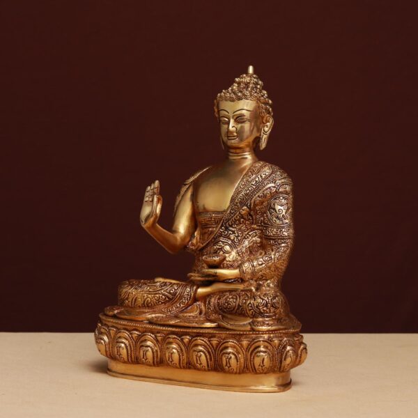 brass buddha statue height 13.5 inches