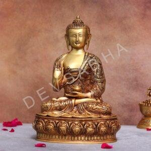 brass buddha statue height 14.5 inches