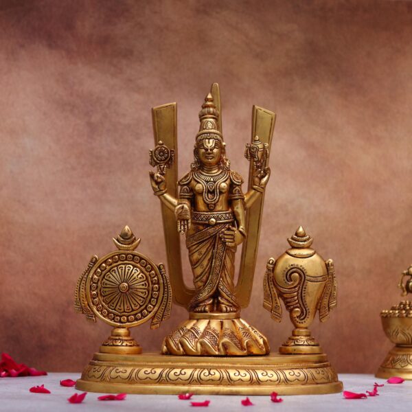 Brass Tirupati Balaji with Sankha chakra and namah height 14.1 inches