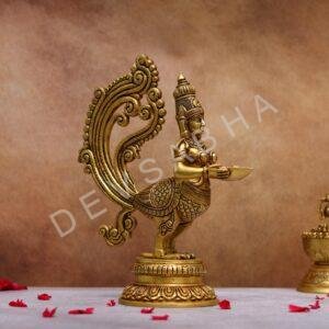 Brass Annapakshi Diya height 12.6 inches