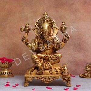 13.8 Inches Brass Ganesh Idol Divine Masterpiece for Home