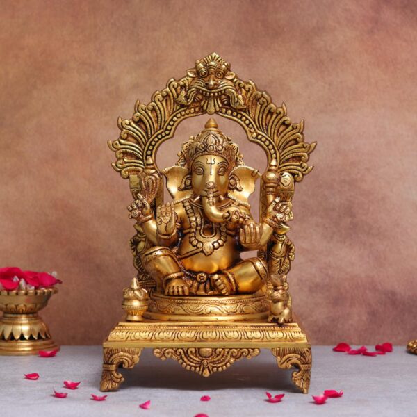 14.3 Inches Brass Ganesh statue Divine Masterpiece for Home