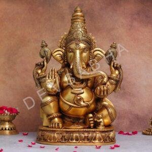 18.8 Inches Brass Ganesh Idol Divine Masterpiece for Home
