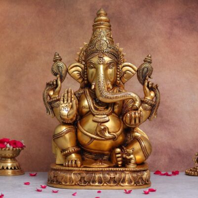 18.8 Inches Brass Ganesh Idol Divine Masterpiece for Home