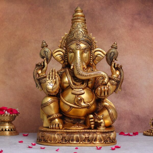 18.8 Inches Brass Ganesh Idol Divine Masterpiece for Home