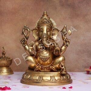 brass lord ganesha murti height 14 inches