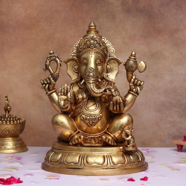 brass lord ganesha murti height 14 inches