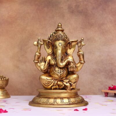 brass lord ganesha murti height 11.5 inches